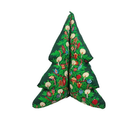 No Brand Holiday Vintage 3d Stuffed Fabric Christmas Tree Plush Red